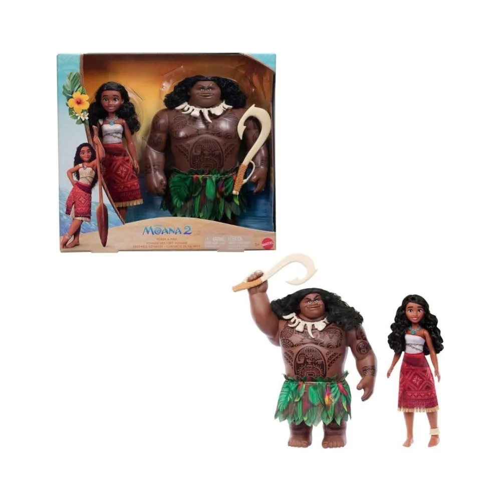 Zestaw figurek Vaiana i Maui z filmu Disney Vaiana 2, widok obu postaci