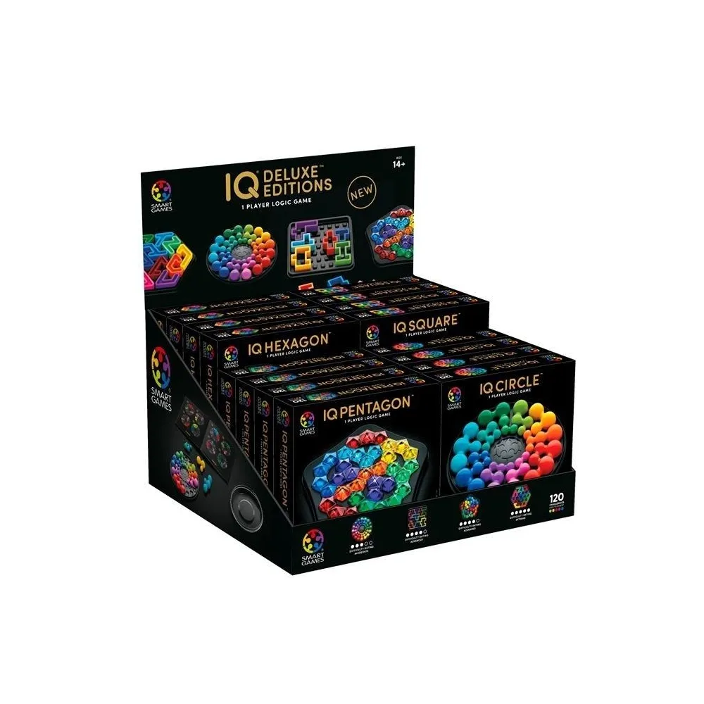 Ekspozytor do gier IQ Deluxe ustawiony na ladzie sklepowej