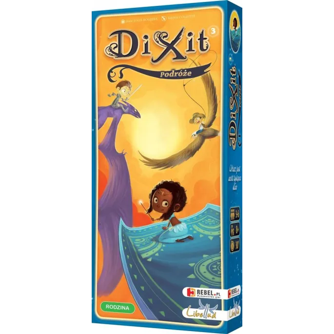 Pudełko Dixit 3 Podróże z widocznymi nowymi, ilustrowanymi kartami