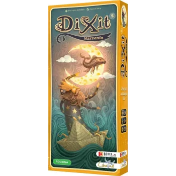 Zbliżenie na ilustracyjne karty z dodatku Dixit 5 Marzenia REBEL