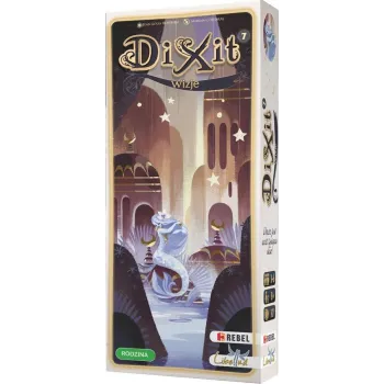 Zbliżenie na barwne karty rozszerzenia Dixit 7 Wizje z różnorodnymi ilustracjami