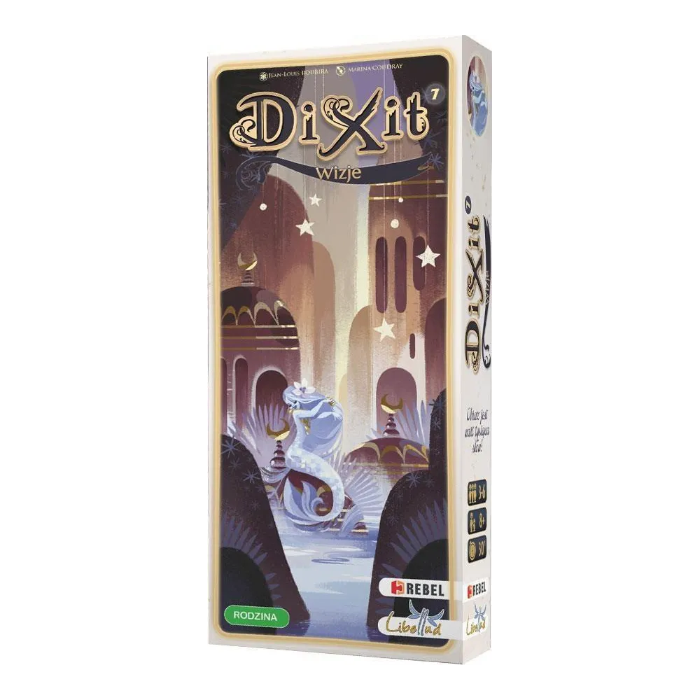 Zbliżenie na barwne karty rozszerzenia Dixit 7 Wizje z różnorodnymi ilustracjami