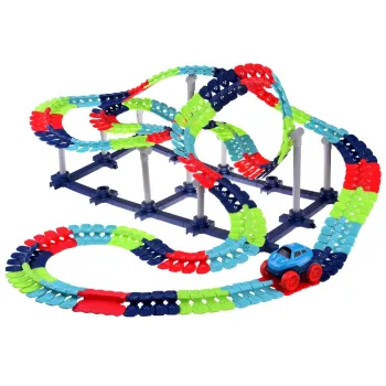 kolorowe elementy toru w różnych konfiguracjach ułożenia