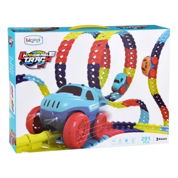 instrukcja obrazkowa oraz elementy toru przygotowane do montażu