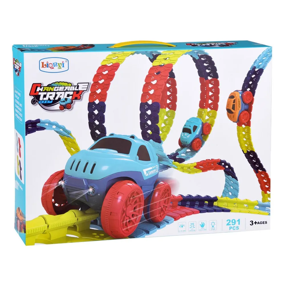 instrukcja obrazkowa oraz elementy toru przygotowane do montażu