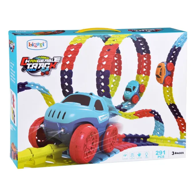 instrukcja obrazkowa oraz elementy toru przygotowane do montażu