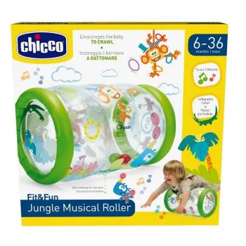 dmuchany walec dżungla z kolorowymi wzorami i piłeczkami w środku