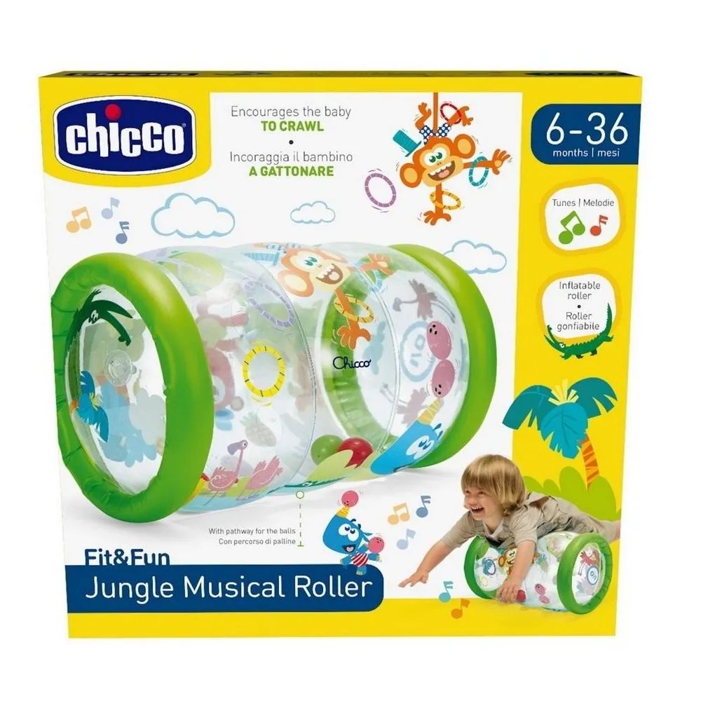 dmuchany walec dżungla z kolorowymi wzorami i piłeczkami w środku