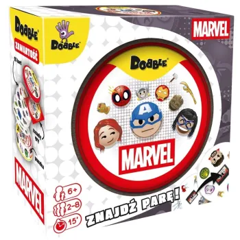 Okrągłe karty gry Dobble Marvel Emoji z motywami superbohaterów Marvela