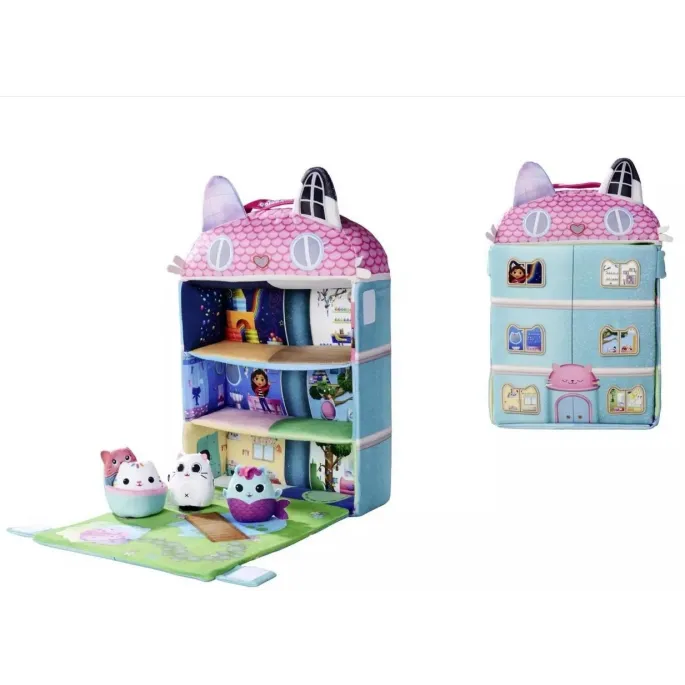 Domek dla kotów Gabi 36 cm z trzema mini pluszakami i windą, widok zestawu