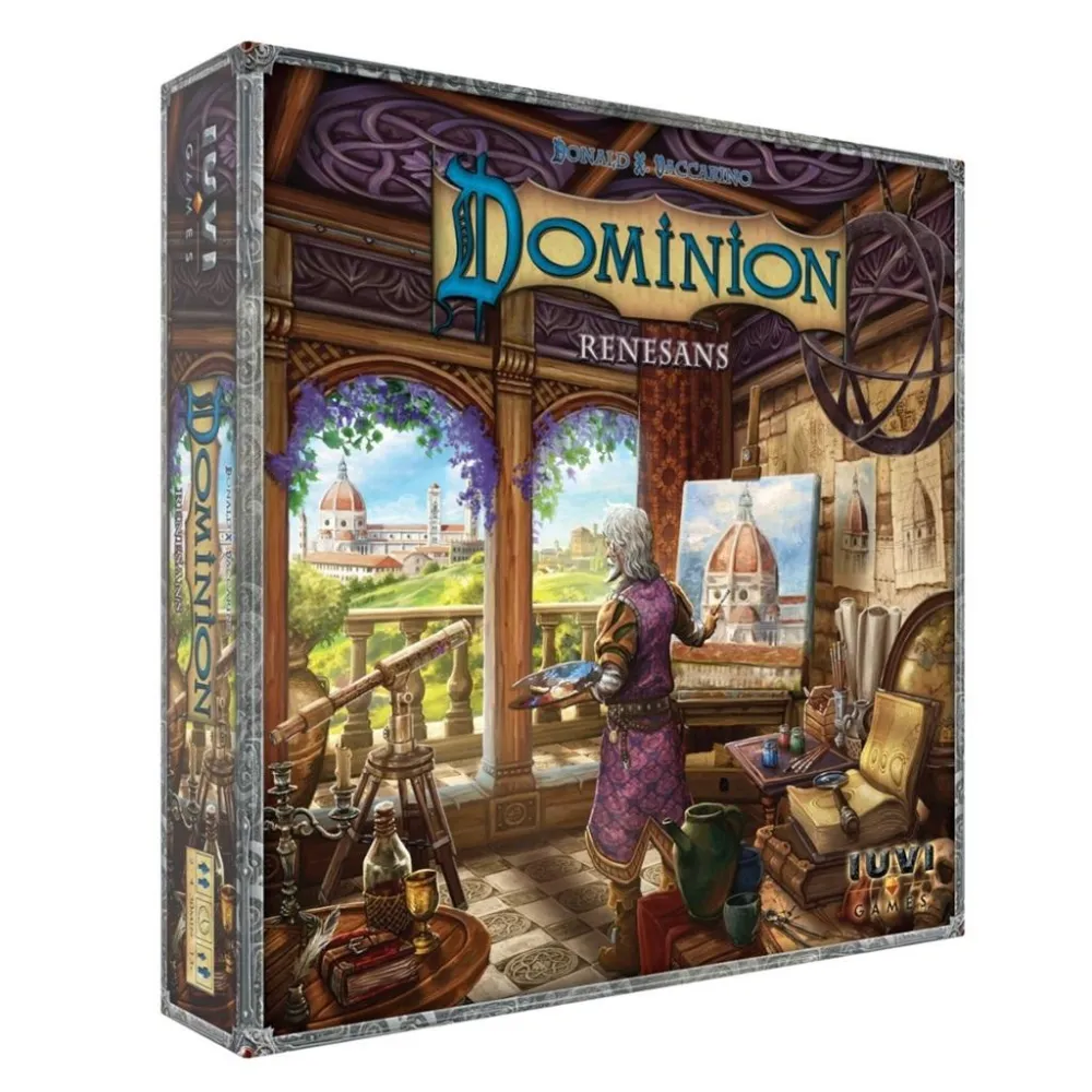 Dominion: Renesans IUVI Games – pudełko dodatku z elementami i kartami