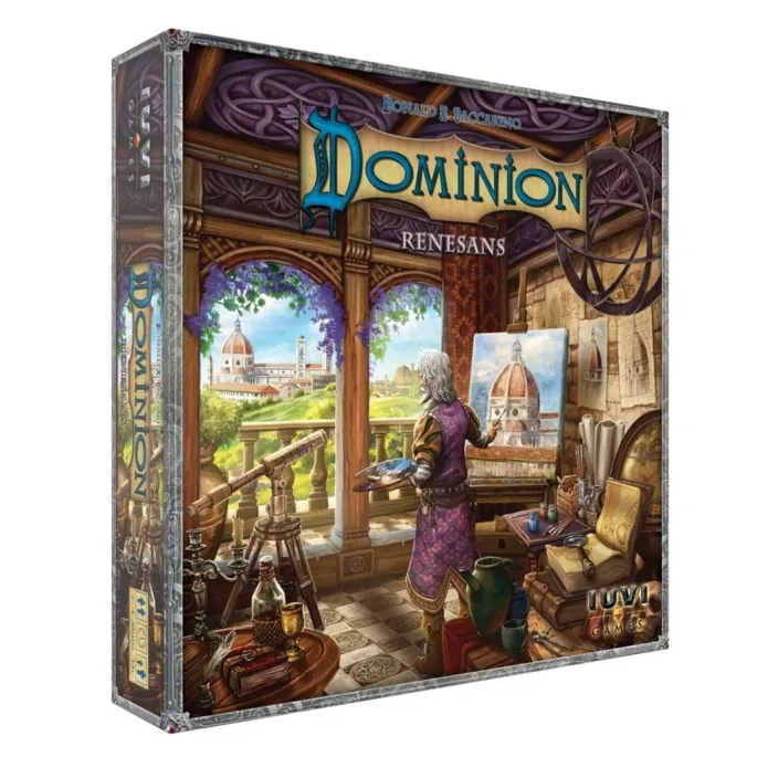 Dominion: Renesans IUVI Games – pudełko dodatku z elementami i kartami