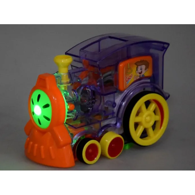 Zestaw Domino Lokomotywa rozłożony na jasnej powierzchni