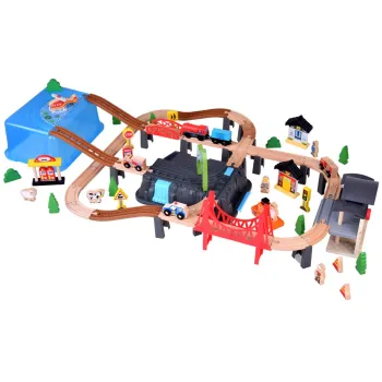 Drewniana Kolejka Klocki zbuduj Miasto Pociąg lokomotywa 100 elem ZA5380