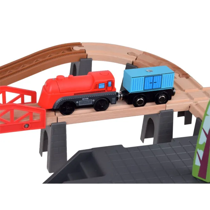 zbliżenie na zestaw znaków drogowych i drzew do budowy miasta