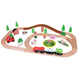 traktor czerwony z klockami i akcesoriami farmy