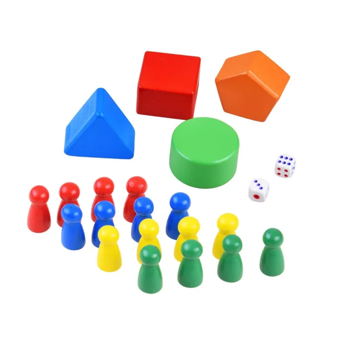 Detal malowanych, naturalnych powierzchni kostki edukacyjnej 8w1