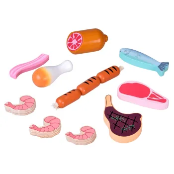 Drewniana SKRZYNKA Z WĘDLINAMI - zestaw zabawkowych mięs dla dzieci ZA5942