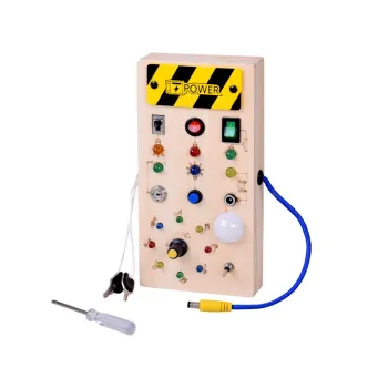 Drewniana TABLICA manipulacyjna Montessori - elektryczne diody LED ZA5944