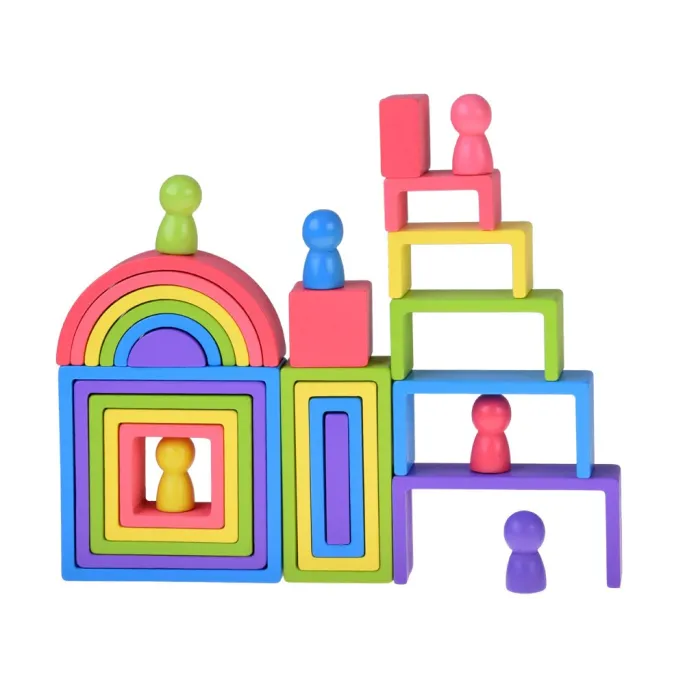 detal drewnianych półokręgów i kwadratów w układance