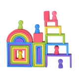 detal drewnianych półokręgów i kwadratów w układance