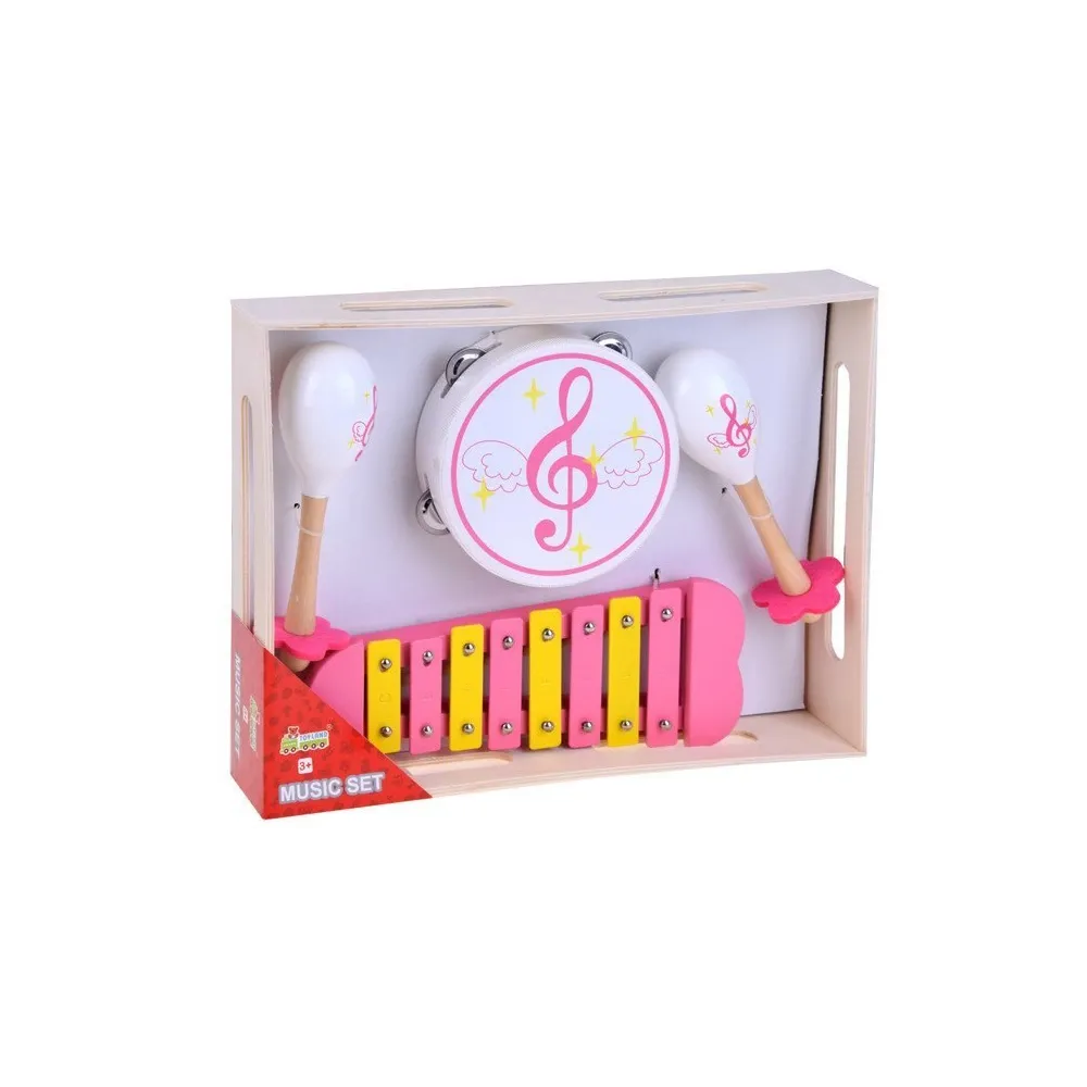 zbliżenie na drewniane cymbałki z kolorowymi płytkami