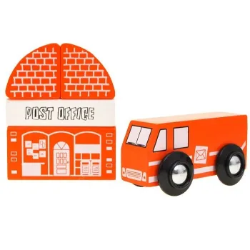 układ budynków: szkoła, bank, kościół z zestawu miasteczko