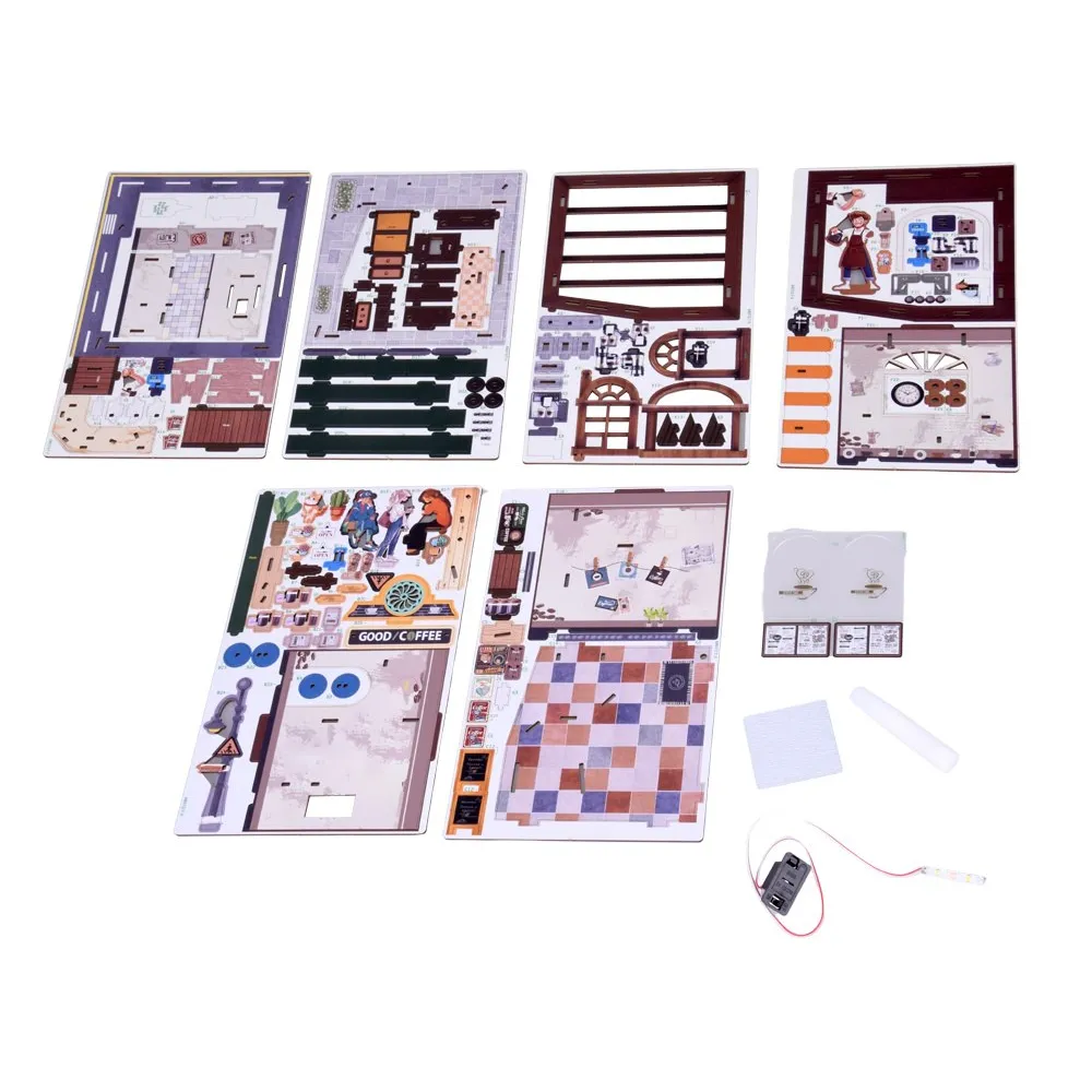 widok gotowego modelu kawiarni z zamontowanym oświetleniem led