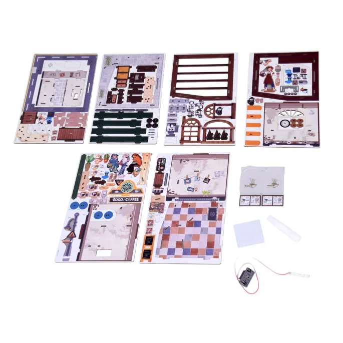 widok gotowego modelu kawiarni z zamontowanym oświetleniem led