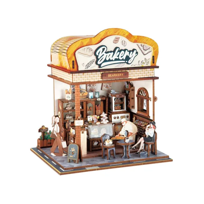 Front i detale zmontowanej mini piekarni z charakterystycznymi półkami