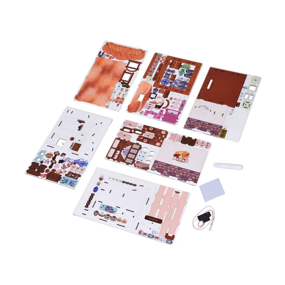 Zbliżenie na piekarza i wnętrze piekarni z oświetleniem LED