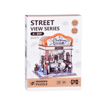 Elementy zestawu do złożenia drewnianych puzzli 3D – piekarnia