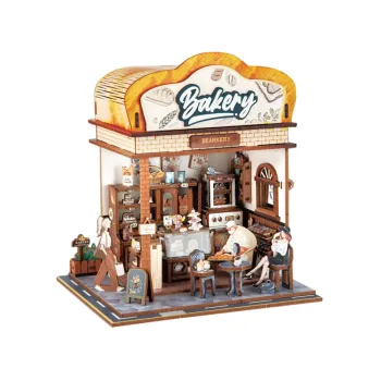 Drewniane PUZZLE 3D Seria budynek Piekarnia 179 ele oświetlenie ZA6013