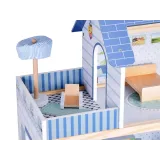 otwarte pomieszczenia domku dla lalek z aranżacją mebelków