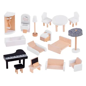 trzy kondygnacje domku dla lalek z przestronnymi pomieszczeniami