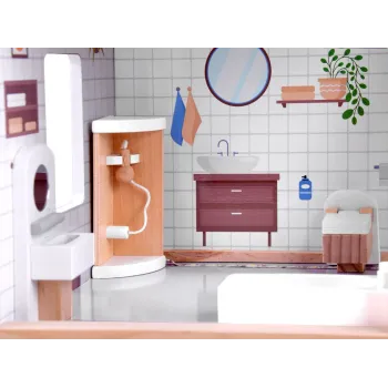 pokój dziecięcy na poddaszu domku z grafikami na suficie