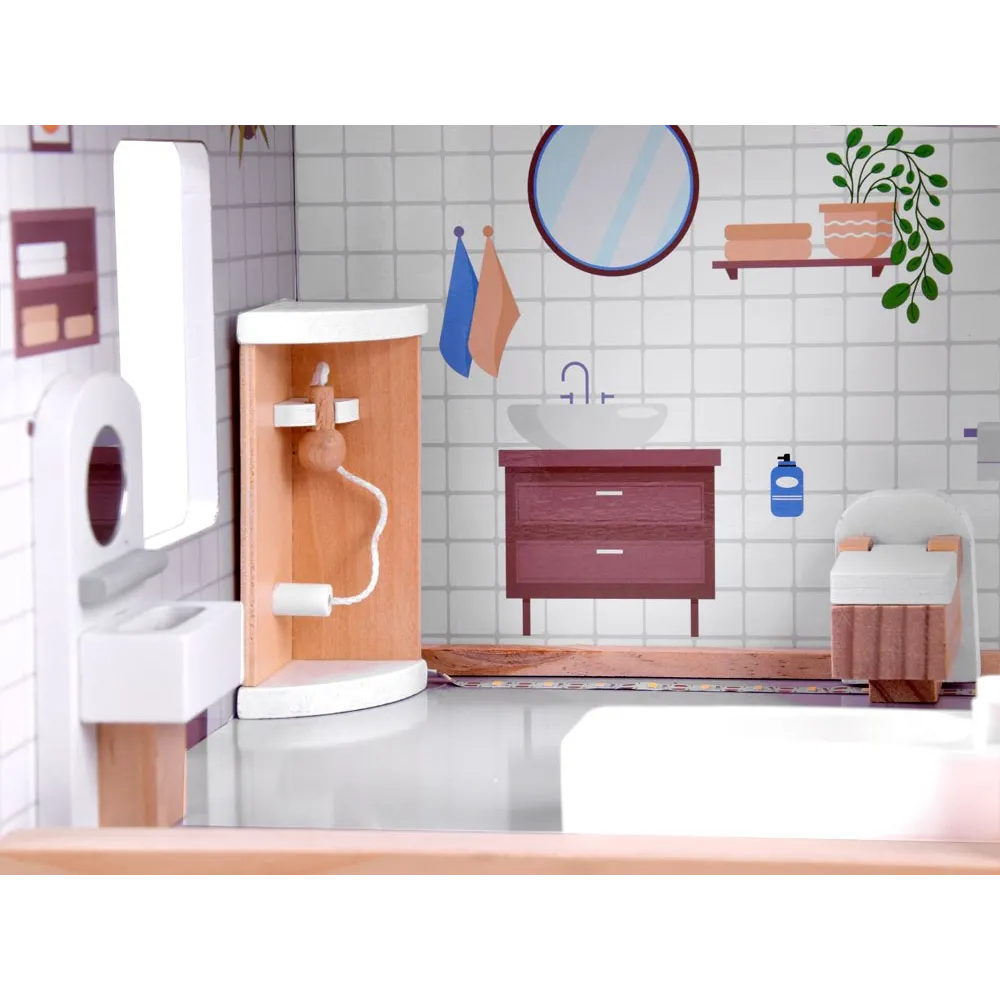 pokój dziecięcy na poddaszu domku z grafikami na suficie