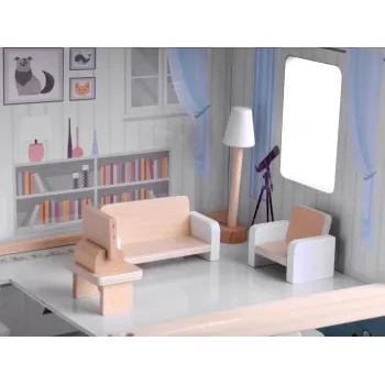 lejzak z parasolem jako element wyposażenia domku dla lalek