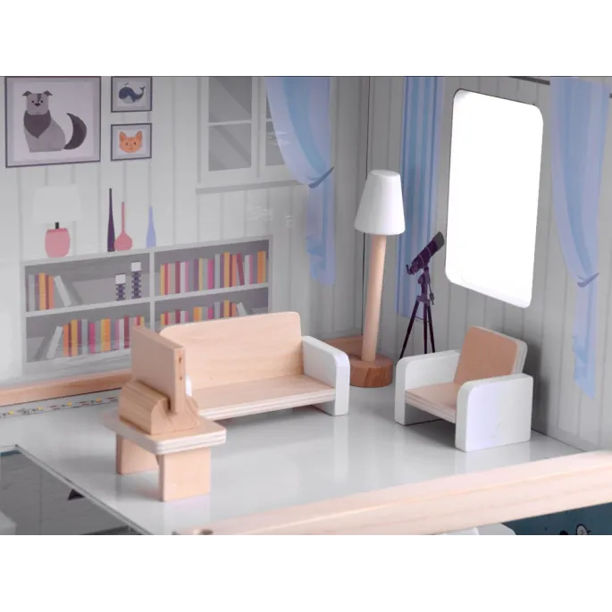 lejzak z parasolem jako element wyposażenia domku dla lalek