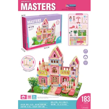 drewniany domek księżniczek z akcesoriami i figurkami na podkładce