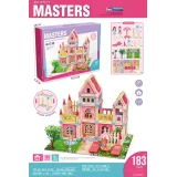 drewniany domek księżniczek z akcesoriami i figurkami na podkładce