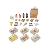 elementy wyposażenia: skaner i zabawkowe pieniądze na blacie