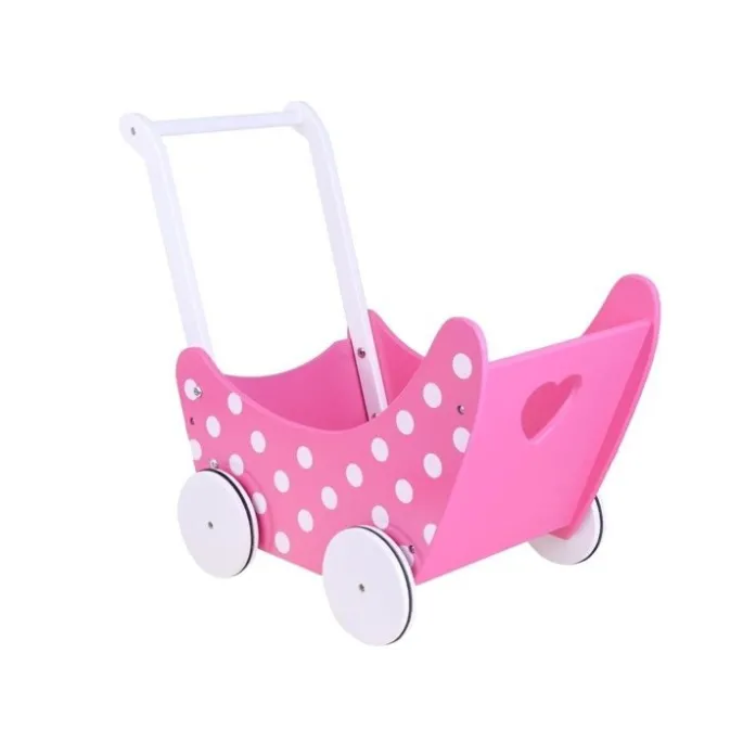 zbliżenie na rączkę wózka pchaczka z drewna