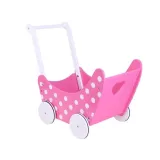 zbliżenie na rączkę wózka pchaczka z drewna