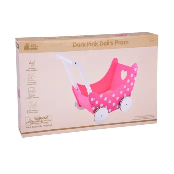 drewniany wózek pchacz z widoczną przestrzenią na lalki