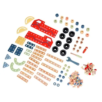 Drewniany Zestaw konstrukcyjny Klocki zbuduj Auto Wieże 129 ele ZA5381