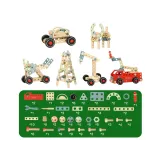 listewki z otworami oraz inne części zestawu rozłożone na stole