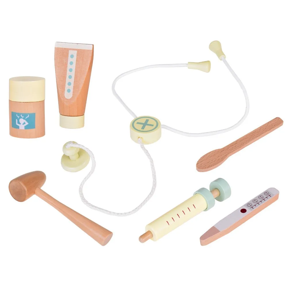 zbliżenie na drewniany stetoskop z pastelowymi słuchawkami