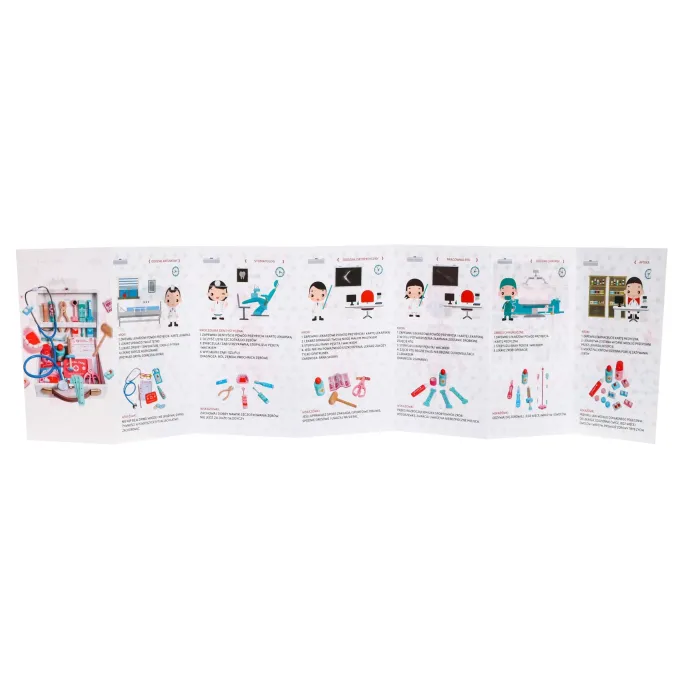 Zbliżenie na elementy zestawu: stetoskop, strzykawka i termometr