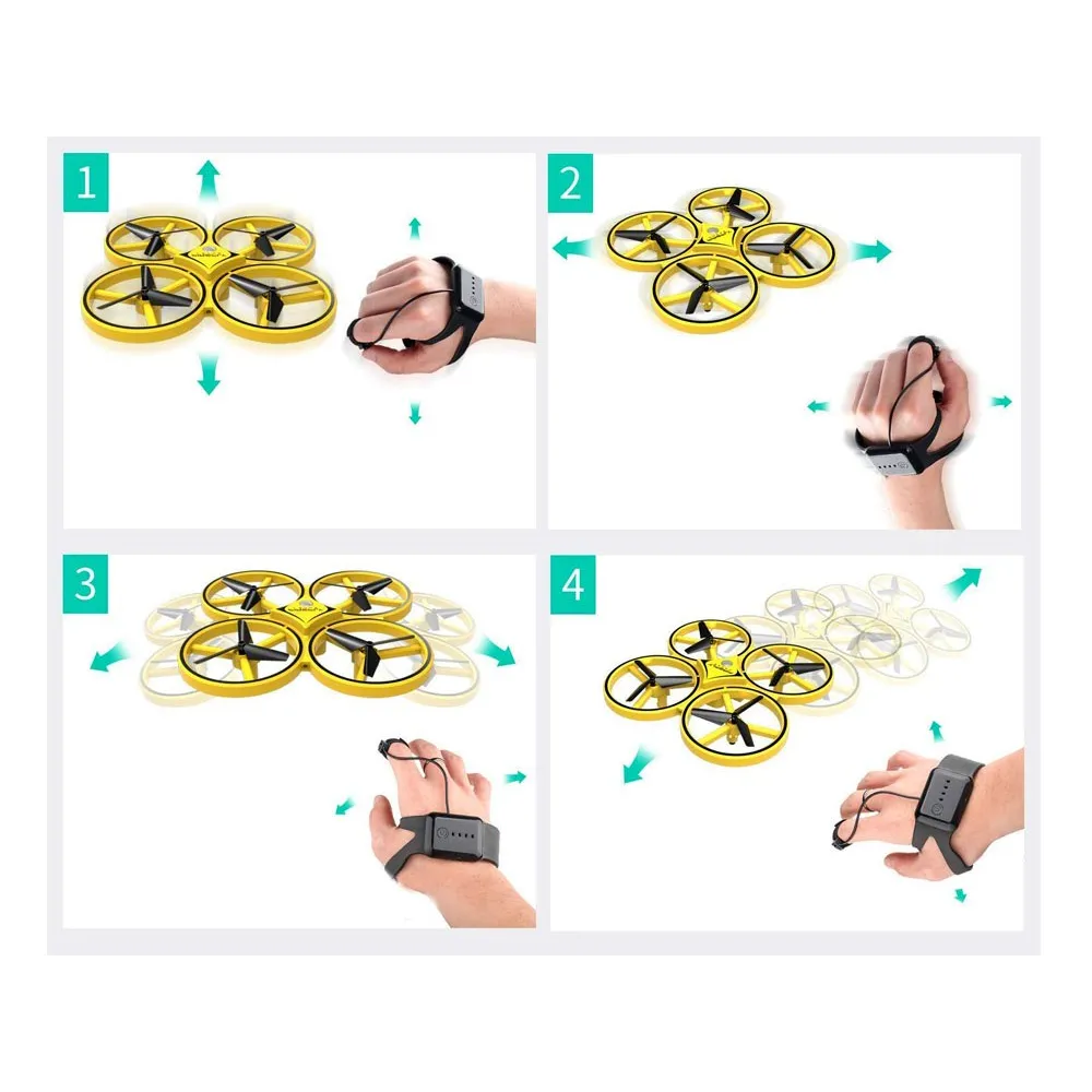 Cztery przeciwbieżne śmigła w dronie RC0573 w ruchu